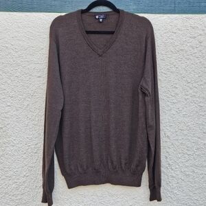 J. Crew brown v neck merino wool sweater large